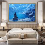 Shiva meditation wall art, Lord Shiva Himalayan painting