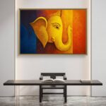 Golden Ganesha wall art & Ganesha canvas painting