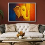 Golden Ganesha wall art & Ganesha canvas painting