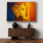 Golden Ganesha wall art & Ganesha canvas painting