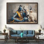 shiva with nandi painting