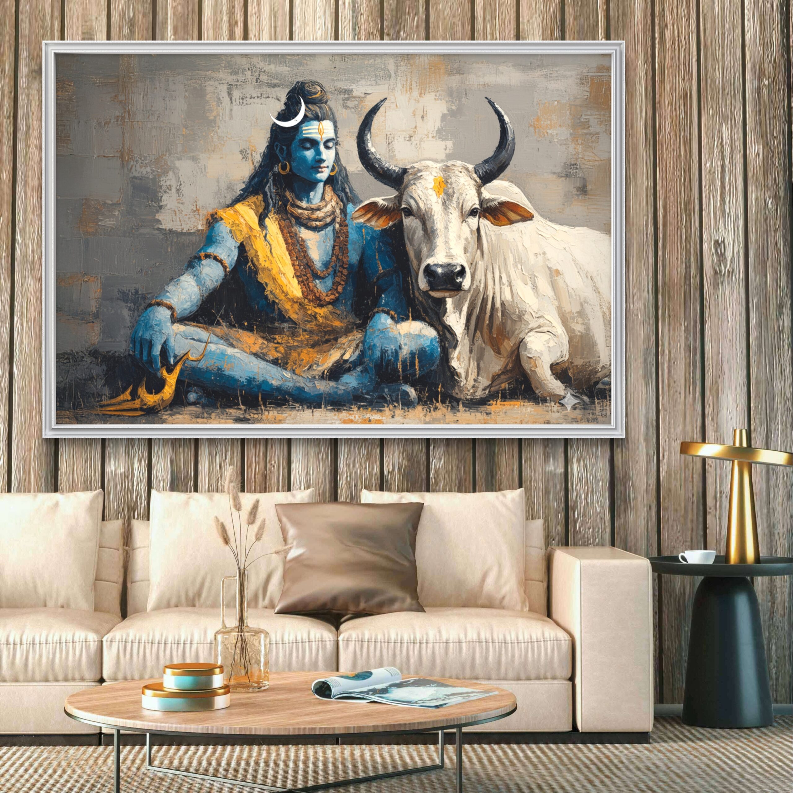 Shiva with Nandi Wall Painting | Divine Art shiva with nandi painting