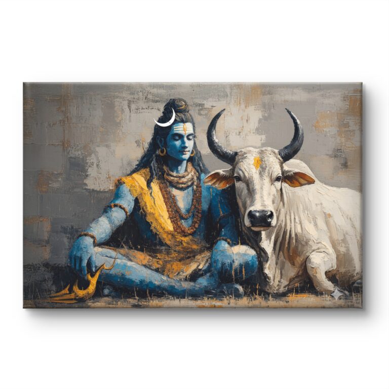 shiva with nandi painting