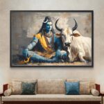 shiva with nandi painting