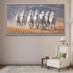 seven white horses painting | seven running horse painting