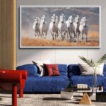 seven white horses painting | seven running horse painting