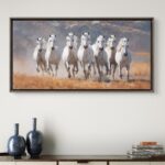 seven white horses painting | seven running horse painting