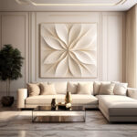 3D floral wall art beige