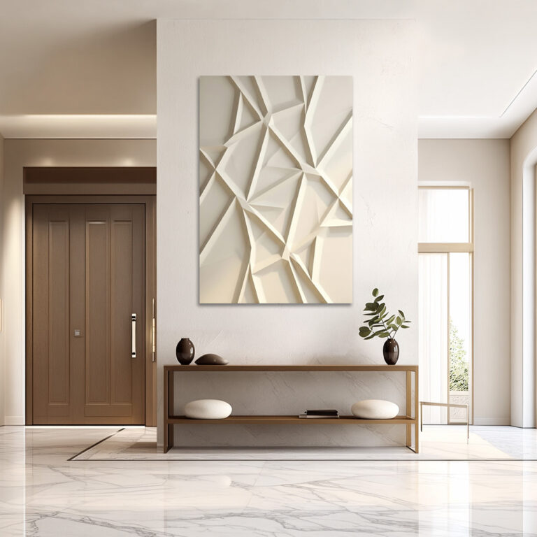 3D geometric wall art beige
