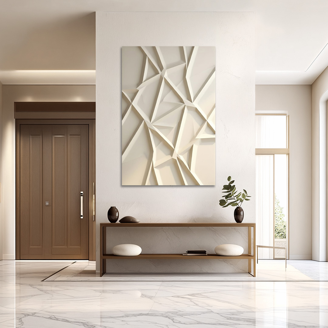 3D Geometric Wall Art Panel | Abstract Beige Textured Decor 3D geometric wall art beige