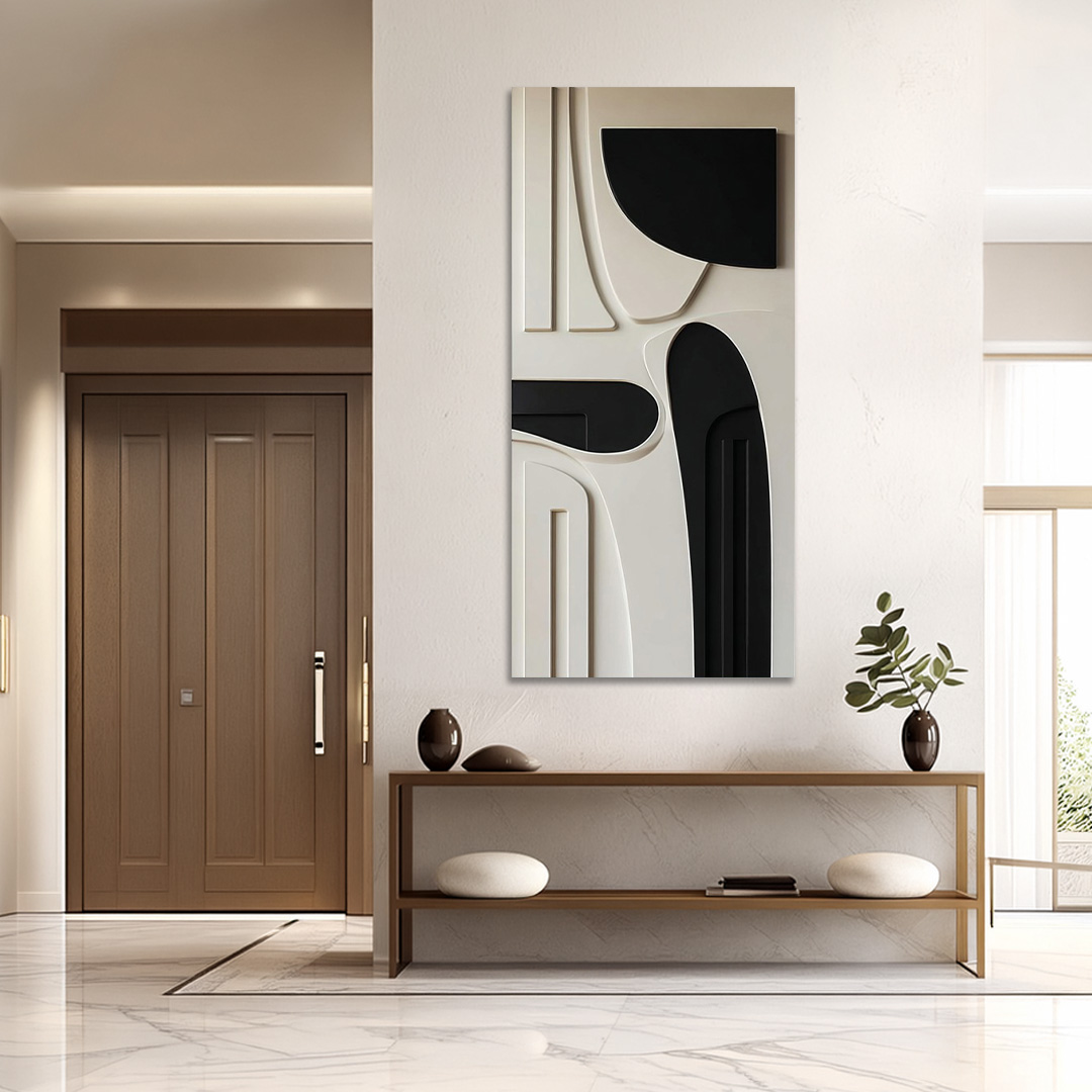 Modern Abstract 3D Wall Art | Black & White Geometric Wall Decor black white 3D wall art