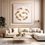 3D fish wall painting , golden fish wall art