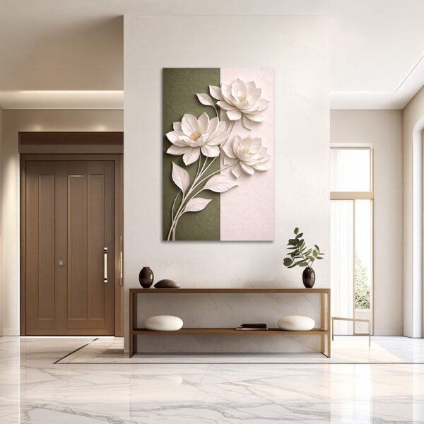 white flower 3d wall art , 3D Floral Wall Art