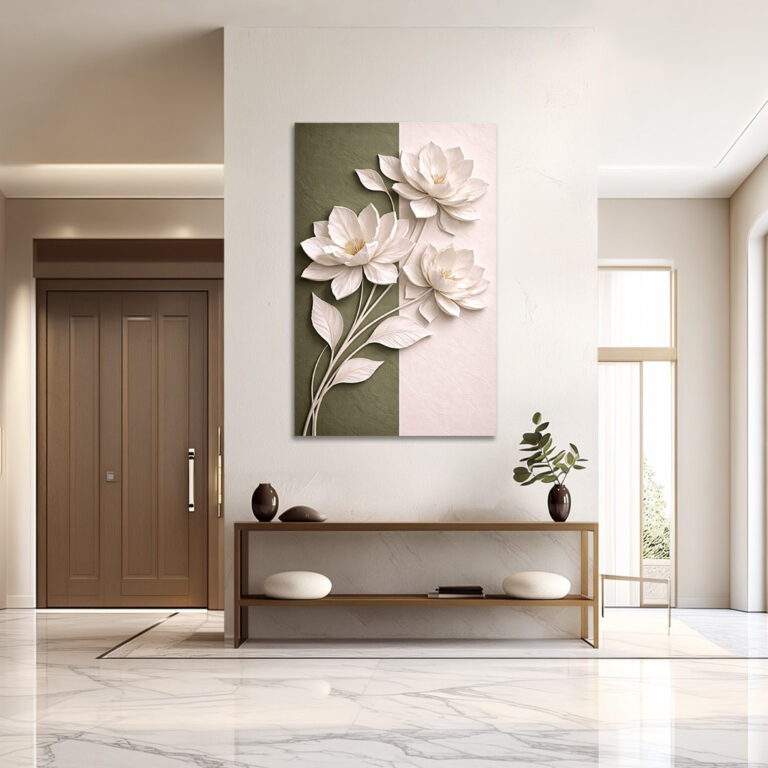 white flower 3d wall art , 3D Floral Wall Art