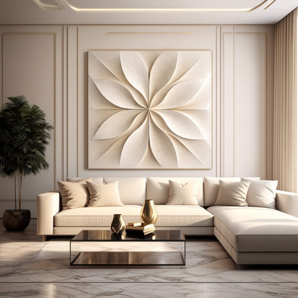 3D floral wall art beige