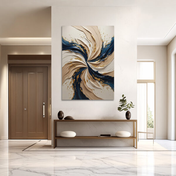 luxury 3d abstract wall art blue gold wall decor