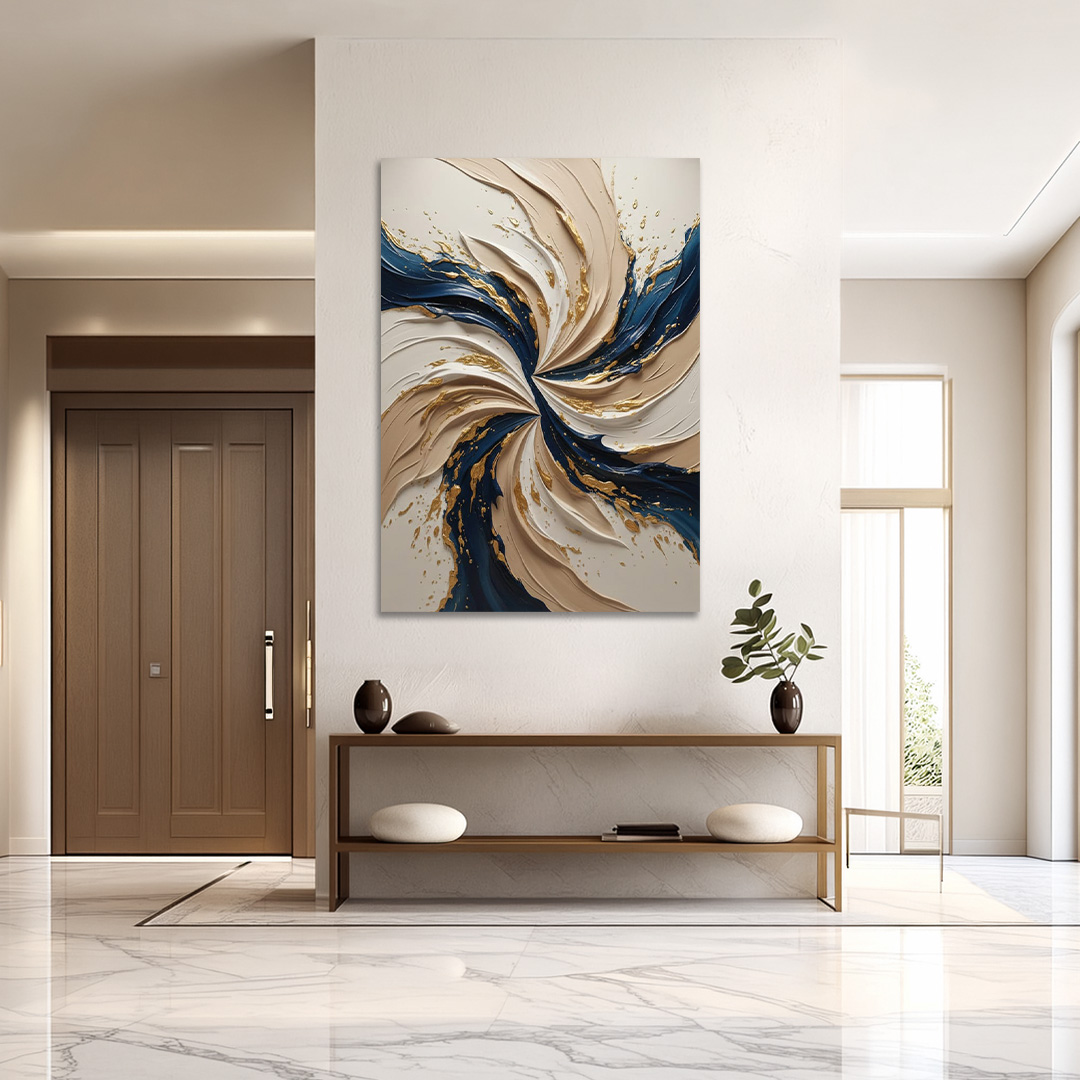 Luxury 3D Abstract Wall Art | Modern Blue & Gold Wall Decor luxury 3d abstract wall art blue gold wall decor