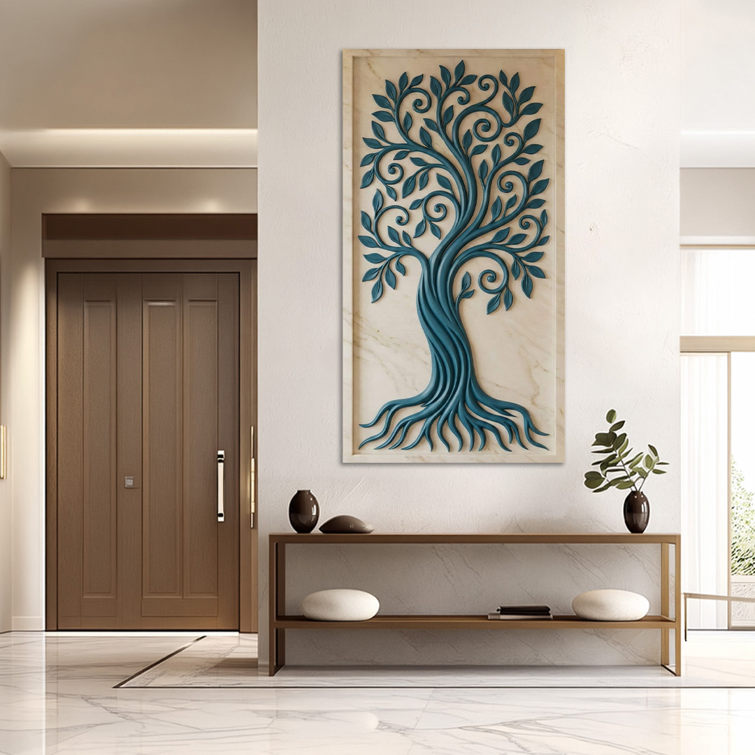 Luxury 3D Tree of Life Wall Art | Modern Blue Wall Decor 3D tree of life wall art