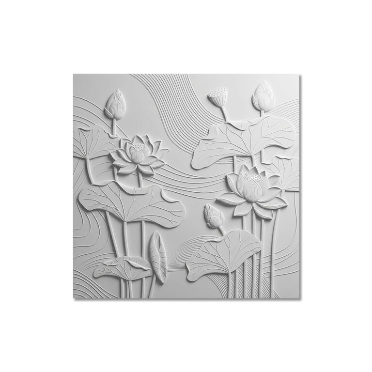 3D lotus wall art white , 3D metaal wall art