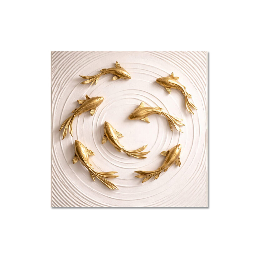 3D fish wall painting , golden fish wall art