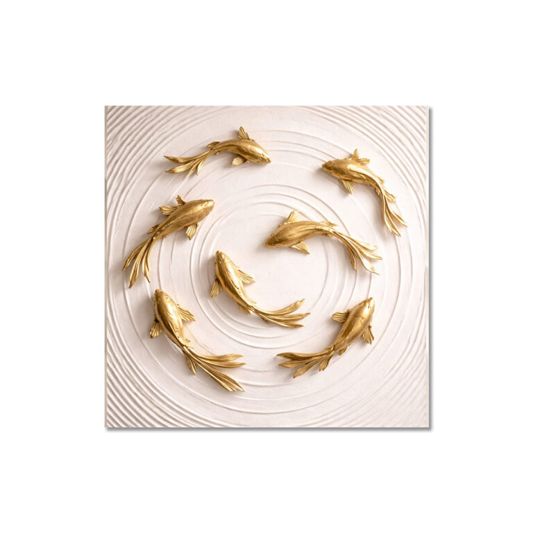 3D fish wall painting , golden fish wall art