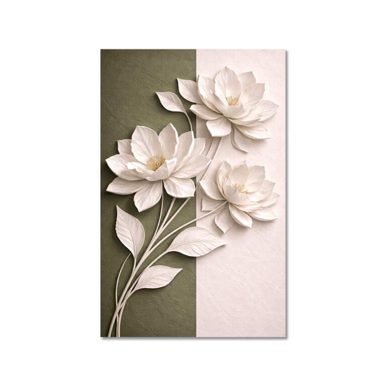 white flower 3d wall art , 3D Floral Wall Art