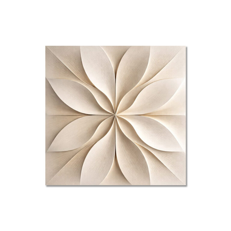 3D floral wall art beige