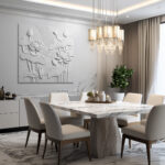 3D lotus wall art white , 3D metaal wall art