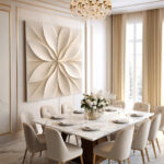 3D floral wall art beige