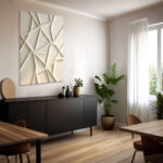 3D geometric wall art beige