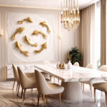 3D fish wall painting , golden fish wall art