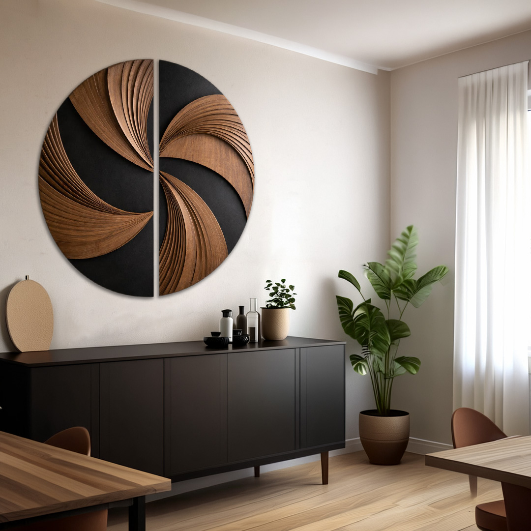Luxury 3D Wooden Wall Art | Modern Circular Wall Decor for Home Luxury 3D Wooden Wall Art, 3D wall art by Rajender Art Gallery