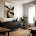 Luxury 3D Abstract Wall Art | Modern Blue & Gold Wall Decor