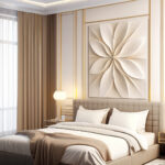 3D floral wall art beige