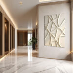 3D geometric wall art beige