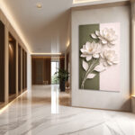 white flower 3d wall art , 3D Floral Wall Art